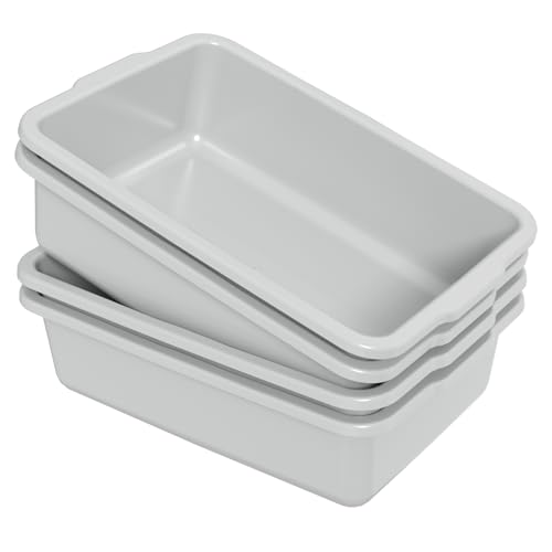 35 L plastic bus tub, large, light gray, 4 packs