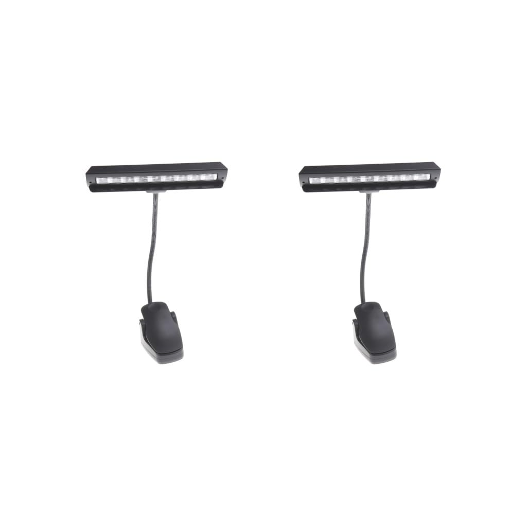 Set di 2 luci pieghevoli per leggio, luce per spartiti musicali, luce da lettura a clip, colore nero