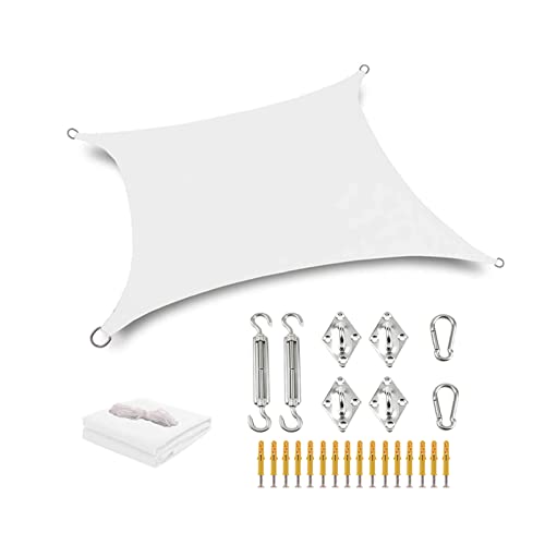 Toldo rectangular blanco para exteriores con cuerda y kit de herrajes ZBZFGE