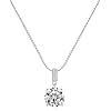 SUNFEEL 925 Sterling Silver Necklace for Women 2CT Round Cut Cubic Zirconia CZ Solitaire Necklace Dainty Jewelry Gifts, Length 16+2 Inch