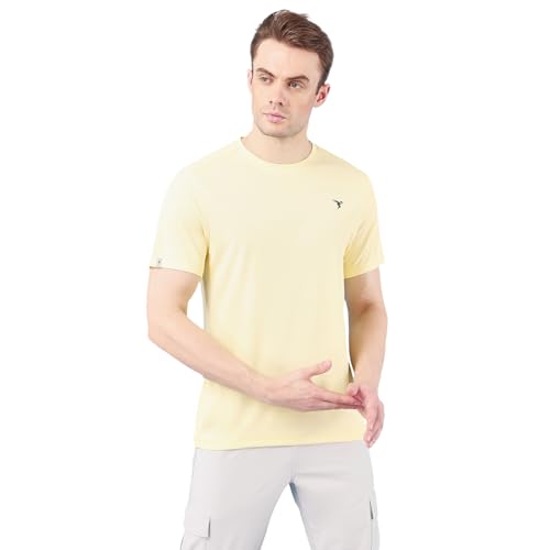 Image of TECHNOSPORT Men's Slim Fit Polyester Activewear Sports T-Shirt with Moisture-Wicking Comfort for Workout, Running & Gym