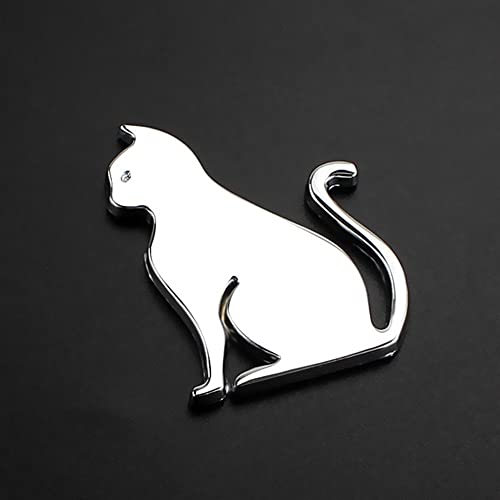 Image of YSY 2Pcs 3D Cat Shape Logo Animal Car Emblem Motorcycle Sticker Truck Label Emblem Car Badge Styling Decoration Car Accessories(A) (3D Cat, Silver)