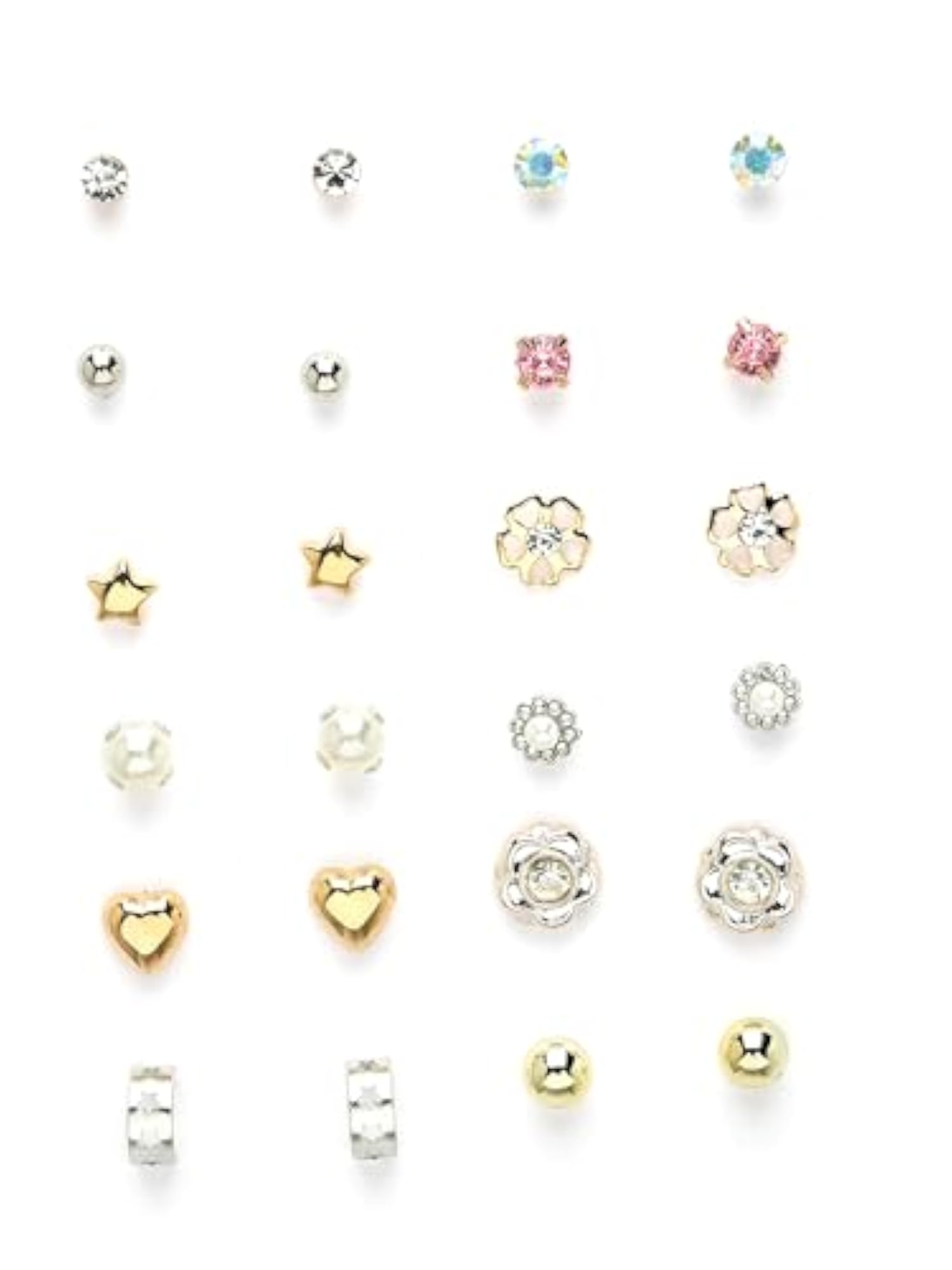 Set of 12 Silver Contemporary Studs Earrings Combo, Stylish