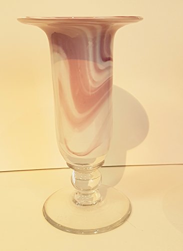 Oberstdorfer Glashütte Violet vaas met voet tulpenvaas gekleurde glazen vaas met grote opening paars wit gemarmerd decoratief kristalglas bloemenvaas aan de voet mondgeblazen hoogte ca. 25 cm - Afbeelding 3