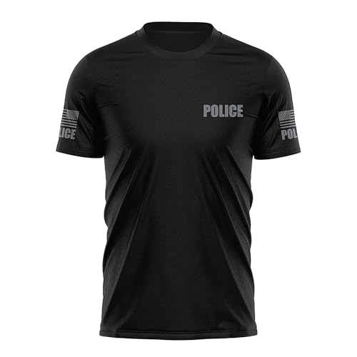 Police Utility Shirt for Men Breathable Quick Dry Tactical Tee Law Enforcement & Security Shirt Lightweight Police Apparel Cop Gifts Medium Black & Gray by 13Fifty