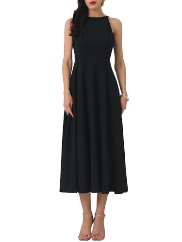 Women's Cocktail Prom Dress 2025 Midi Halter Neck Sleeveless Vintage 50s Wedding Guest Dress