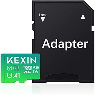 KEXIN 64GB MicroSDXC SD Card with SD Adapter, Micro SD Card A1, U3, V30, C10 Micro SD Memory Card TF Card 4K Full HD Video Recording for Camera, Smartphone, Switch, Drone, Dash Cam, Gopro Green
