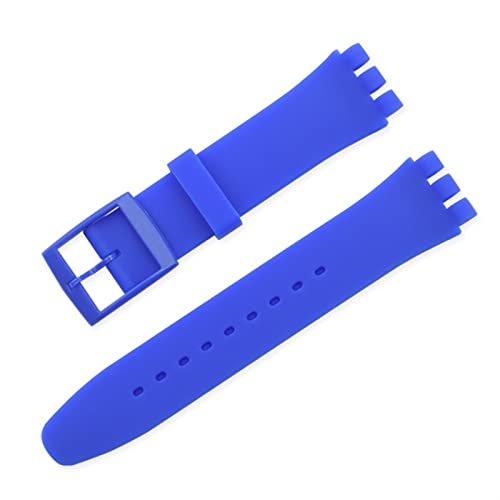 MJMT06 Candy Color Silicone Strap Compatible With Swatch 12mm 16mm 17mm 19mm 20mm Transparent Fashion Replacement Bracelet Band Watch Accessories(Blue,12mm)