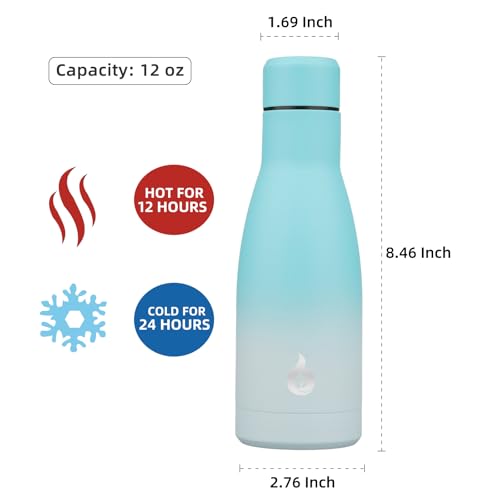 Image of BJPKPK Insulated Water Bottle 12oz Small Stainless Steel Water Bottles Reusable Metal Thermo Keep Cold and Hot,Sea Salt
