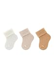Sterntaler Erstlingssocken 3er Pack uni - Unisex Baby Socken gerippt mit hohem Baumwollanteil - hautsympathische, elastische Strümpfe für Neugeborene, beige, Größe 0