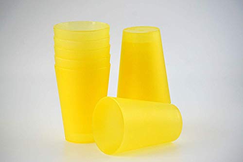 S&S-Shop Lot de 20 gobelets réutilisables en plastique 0,4 l Jaune