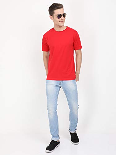 Image of FLEXIMAA Men's Cotton Round Neck Plain Half Sleeve T-Shirt