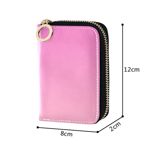 Credit Card Holder RFID Blocking Leather Wallet for Women Zip Around Travel Cash Wallet with Coin Pocket Blush Pink Rose Gradient3
