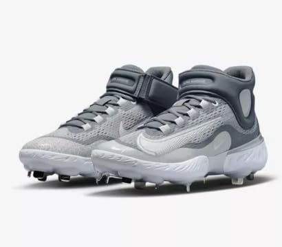 Nike Alpha Huarache Elite 4 Mid Men's Baseball Metal Cleats Grey White DJ6520-012 Size 7.5
