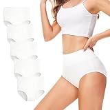 TUUHAW White Pants for Women Cotton Underwear Women High Waist Knickers Size 18 Ladies Pants Women's Panties Post C Section Underwear Womens Full Briefs Multipack of 5