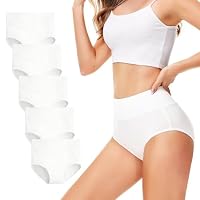 TUUHAW White Pants for Women Size 10 Briefs High Waisted Knickers 5 Pack
