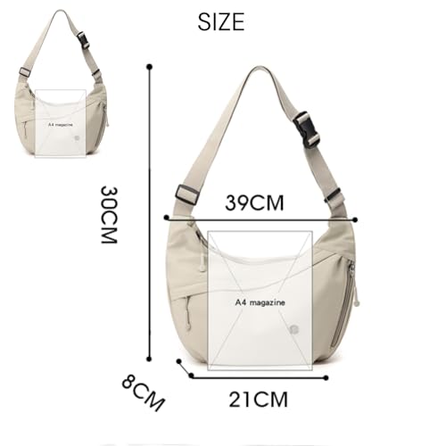 Nylon Crescent Cross body Bag for Women, Casual Medium Lightweight Shoulder Tote Handbag Travel Purse with Adjustable Strap3