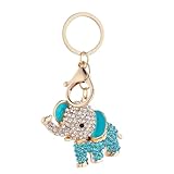 JML Elephant Key Ring Rhinestone Purse Charm Keychain Women Bag Pendant Blue