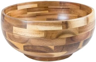 Lipper International Acacia Round Serving Bowl for Pasta, Fruits,...