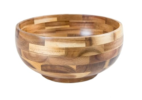 Lipper International Acacia Round Serving Bowl for Pasta, Fruits,...