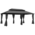 BlueWish 12x20 FT Outdoor Gazebo, Aluminum Frame Garden Gazebo with Netting and Curtain, Rain Gutter, Galvanized Steel Gazebos for Dining, Wedding, Party
