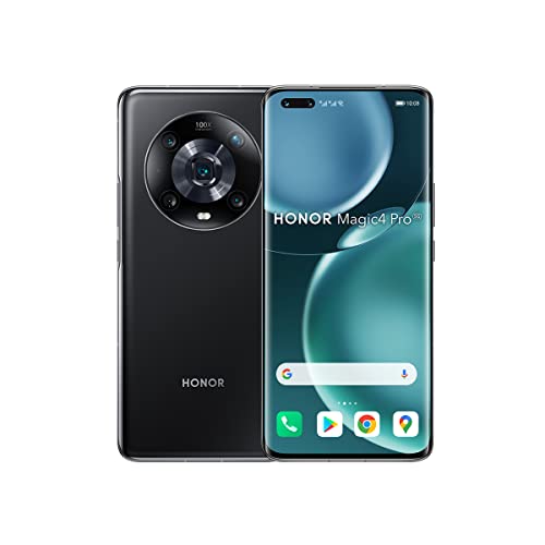 HONOR Magic4 Pro 5G スマートフォン 8GB+256GB、6.81 インチ 120Hz 曲面スクリーン、Snapdragon 8 Gen 1 プロセッサー、100W スーパーチャージ、4600mAh バッテリー、NFC、IP68、2 SIM、Android 12、Nero