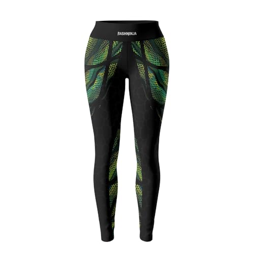 RASHNINJA Wildlife BJJ Compression Spats for Women Lightweight Athletic Leggings Jiu Jitsu MMA Fight Gear (US, Alpha, 4X-Large, Regular, Regular, V14)