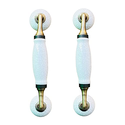 Image of Maison Belle- Art & Craft Ceramic Door Handle Gold Antique Finish - Hole to Hole 6.5 INCH (Pack of 1) (Crackle 8.5 INCH - Crackle KNOBS)