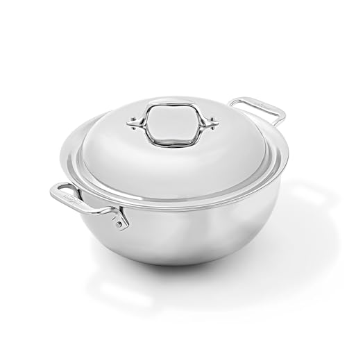 Image of All-Clad D3 3-Ply Stainless Steel Dutch Oven 5.5 Quart Induction Oven Broiler Safe 600F Pots and Pans, Cookware Silver