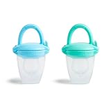 Munchkin Silicone Baby Food Feeder for Solids and Purees, Great for Self-Feeding and Baby Led Weaning, 2 Pack, Blue/Mint