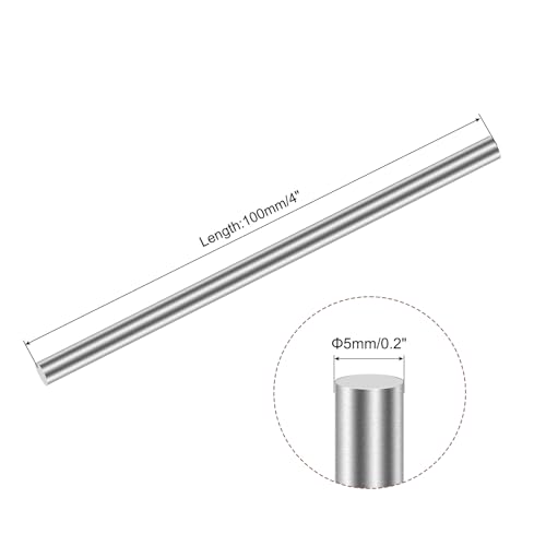 Image of uxcell 5mm x 100mm 304 Stainless Steel Solid Round Rod for DIY Craft - 6pcs