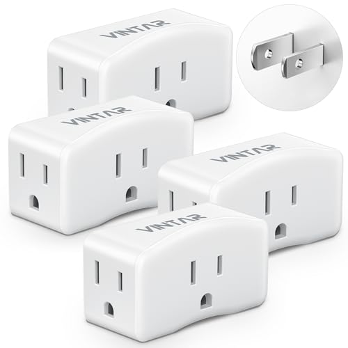 2 Prong to 3 Prong Outlet Adapter, VINTAR 2 Prong Power Strip with 3 AC Outlets (1875W/15A),...