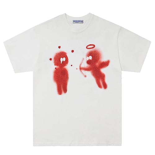 Aelfric Eden Mens Graphic Tees Cupid’s Love Arrow Oversized Tshirt Print Unisex Tee Y2K Causal Streetwear Tops