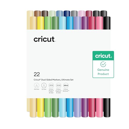 Cricut Dual-Sided Markers Ultimate Marker Set (22 ct) - 1.0mm Marker Tip + 0.4mm Fine Point Pen Tip - For use with Maker Explore & Venture Machines