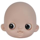 YMY Big pear-Shaped Doll Whole Head Makeup with Glass Eyes for Obitsu Joint Doll Head Toys 1/6 BJD Head Accessories (Light Tan)