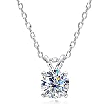 AimiIee Moissanite Necklace 1CT D Color VVS1 Clarity Round Brilliant Cut Lab Created Diamond Gold Pl