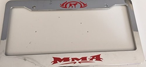 Mma Tribal Mix Martial Arts - Fight Style - Automotive Chrome with Red License Plate Frame - Mma Style Mma Tribal " Mix Martial Arts " - Fight Style - Automotive Chrome with Red License Plate Frame - Mma Style