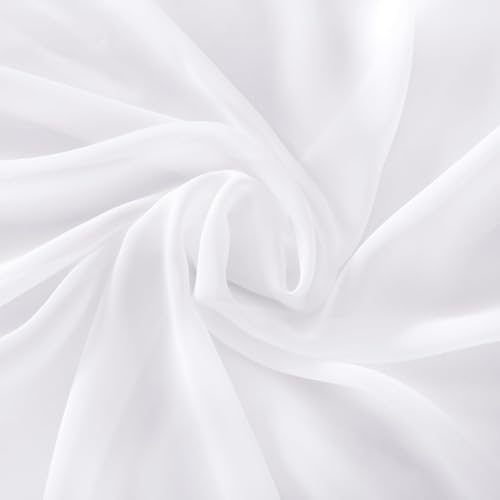 Image of MLMC White Chiffon Fabric by The Yard Pre-Cut Sheer Chiffon Arch Fabric 3 Yards Airy Continuous Draping Panels 60 inch Wide for Wedding Backdrop Craft Ceiling Decor