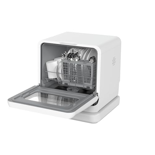 MEDION Mini Geschirrspüler DWT30, 3 Maßgedecke, Tischgeschirrspüler, funktioniert mit/ohne Wasseranschluss, 6 Programme, UV-Licht, Lüfter-Trocknung, Touch-Display, freistehend, MD370022