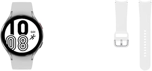 Samsung Galaxy Watch 4 1732in smartwatch con ECG Monitor Tracker Bluetooth Versión de EE UU plata con correa de reloj de silicona Samsung