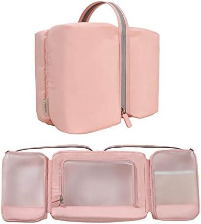 bagINBAG QIANPA travel toiletry bag，Expandable Toiletry Organizer for Men & Women, Water Resistant Large Cosmetic Bag for Full Size Makeup, Toiletries, Lotion, Shampoo, Accessories,pink