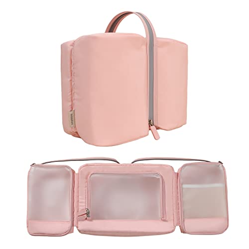 Baginbag Qianpa Travel Toiletry Bag，Expandable Toiletry Organizer For Men & Women, Water Resistant Large Cosmetic Bag For Full Size Makeup, Toiletries, Lotion, Shampoo, Accessories,Pink #TOP2