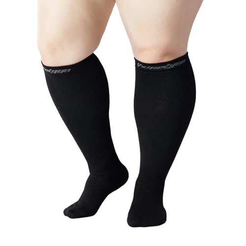 JDFHFGB Breathable Bamboo Fiber Compression Socks (20-30mmHg) for Wide Calves - Extra Wide Calf Graduated Support for Men & Women - Ideal for Running, Travel, Nursing, and Varicose Vein Relief (2X-Large)