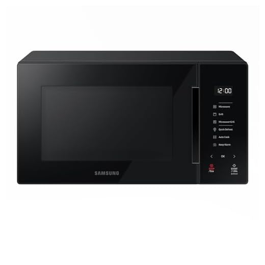 Samsung Libera installazione Forno a Microonde + Grill Glass Design Cottura Croccante, MG23T5018AK/ET, Home Dessert, Cottura Automatica, 800 W + 1100 W, 23 L, 49l x 27,5h x 38p, Carbone