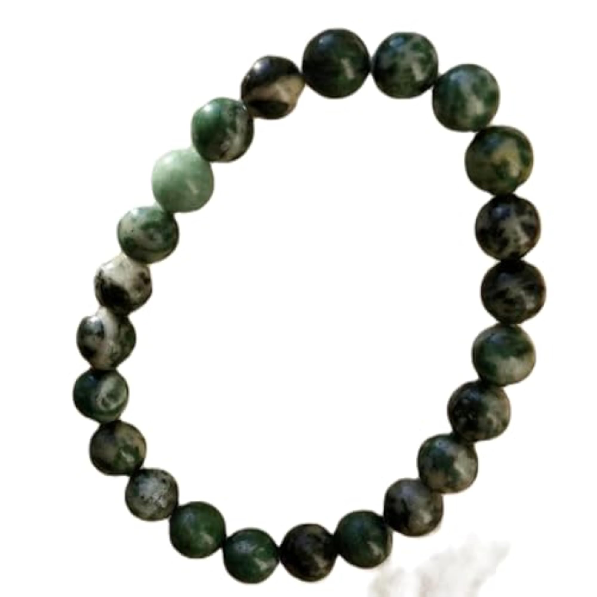 Unisex Natural Serpentine 8mm Round Bead Stretchable Bracelet
