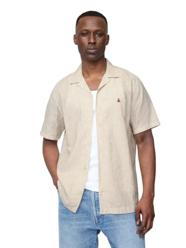 GAP Mens Short Sleeve Linen Blend Woven Top Tonal Khaki Stripe XXL