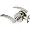 Okun Brook Passage Door Handle, Brushed Nickel Door Lever 1-Pack Non-Locking Reversible Interior Door Handles for Hallways & Closets, Sleek Concealed-Mount Modern Design