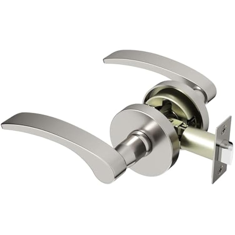 Okun Brook Passage Door Handle, Brushed Nickel Door Lever 1-Pack Non-Locking Reversible Interior Door Handles for Hallways & Closets, Sleek Concealed-Mount Modern Design
