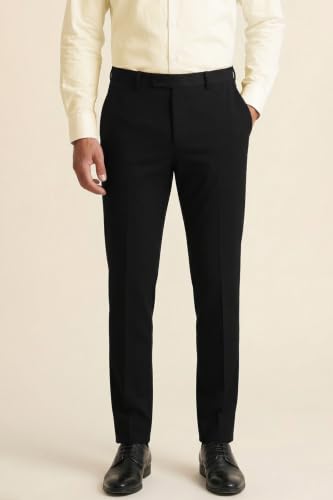 Image of Peter England Men's Premium Formal Stretchable Knit Super Slim Fit Trouser | Comfort Lycra | 360-Degree Stretch