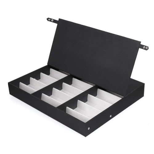 BADASS SHARKS brillenständer für 18 Paare Brillen Aufbewahrung Brillendisplay (18 Paare Brillen) Zusammenklappbar und multifunktional Brillendisplay für Brillen, Schmuck, Uhren Usw (Schwarz-Rot)